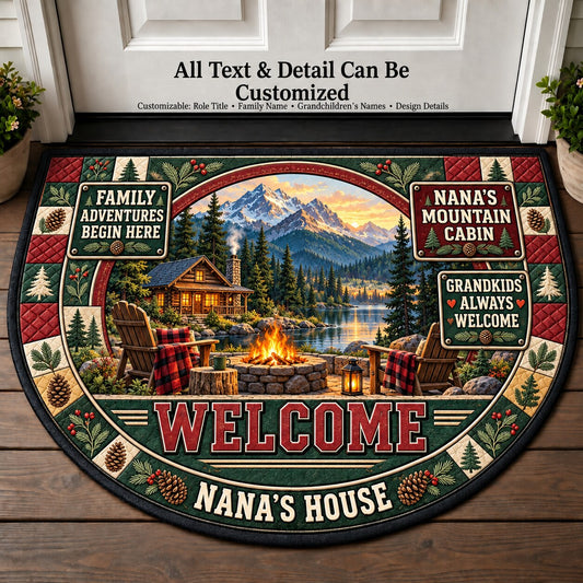 Nana's Mountain Cabin Personalized Half Round Mat | 5To9Vibe