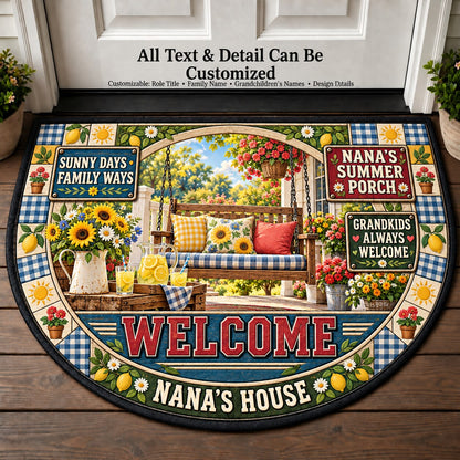 Nana's Summer Porch Personalized Half Round Mat | 5To9Vibe