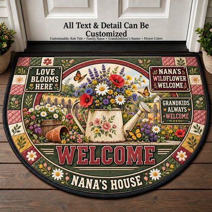 Nana's Wildflower Welcome Personalized Half Round Mat | 5To9Vibe