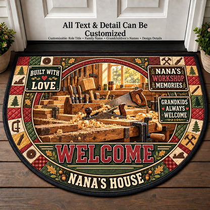 Nana's Workshop Memories Personalized Half Round Mat | 5To9Vibe