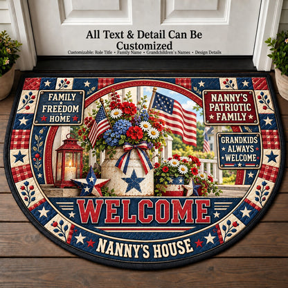 Nanny's Patriotic Family Personalized Half Round Mat | 5To9Vibe