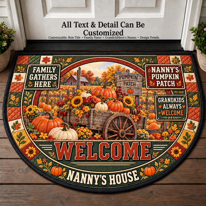 Nanny's Pumpkin Patch Personalized Half Round Mat | 5To9Vibe