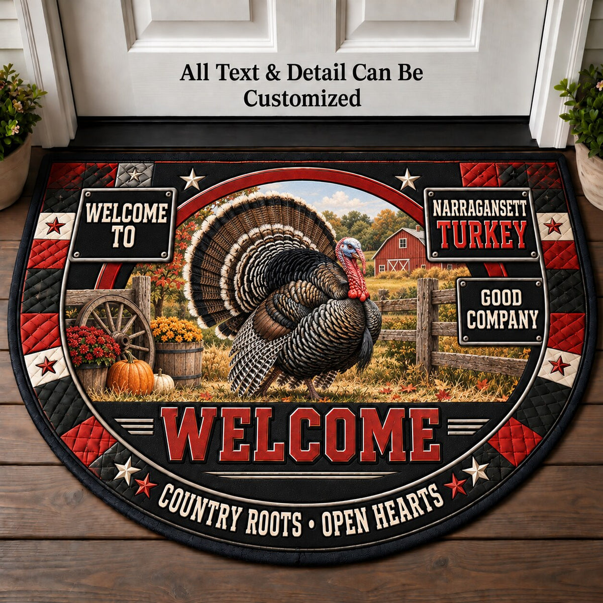 Narragansett Turkey Personalized Half Round Mat | 5To9Vibe