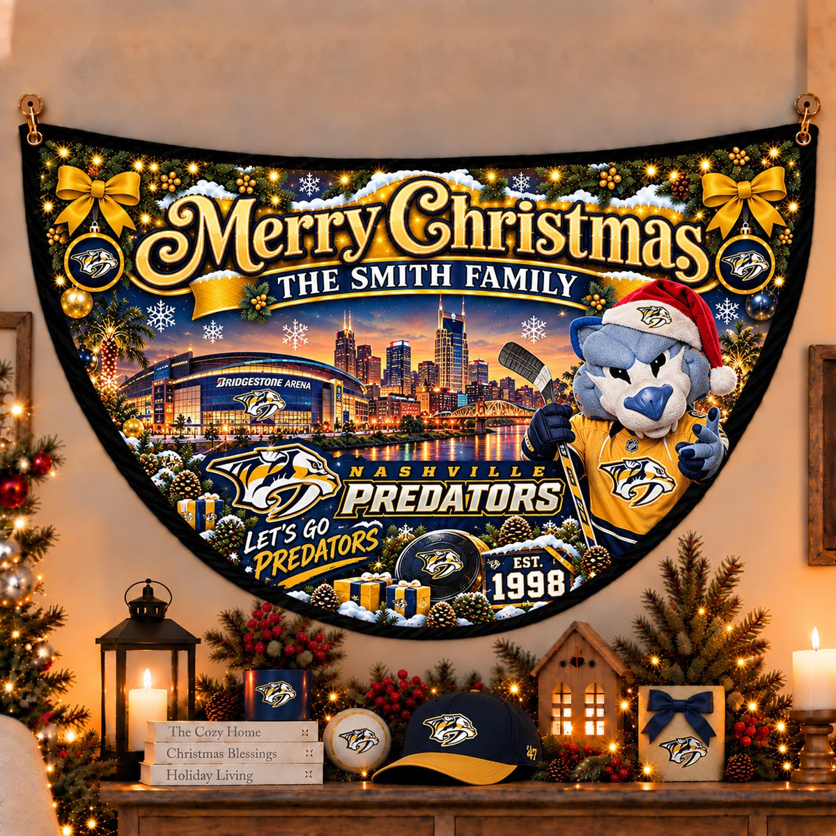 All Hockey Teams Personalized Christmas Night Bunting Flag - 5to9vibe