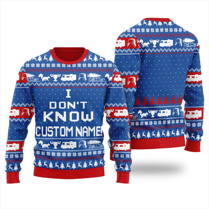 National Lampoon I Dont Know Custom Name Ugly Christmas Sweater