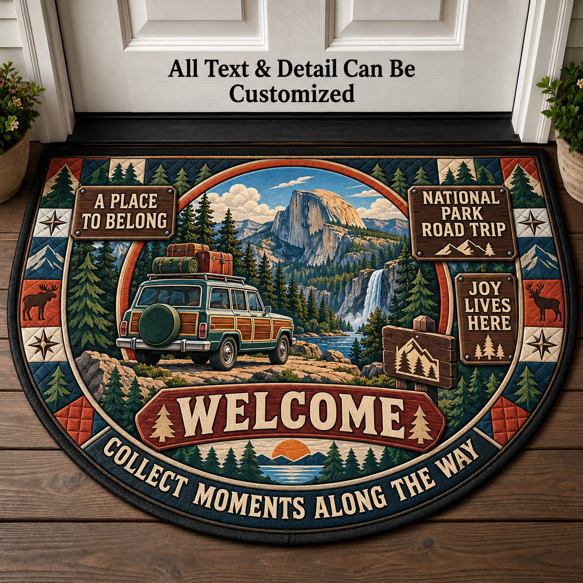 National Park Road Trip Personalized Half Round Mat | 5To9Vibe