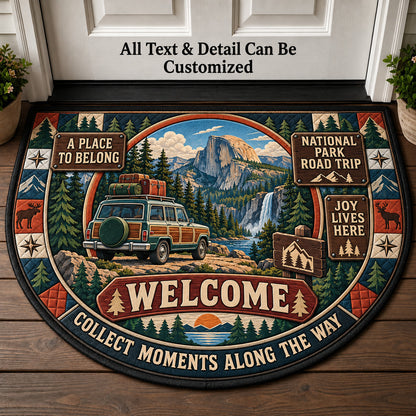 National Park Road Trip Personalized Half Round Mat | 5To9Vibe
