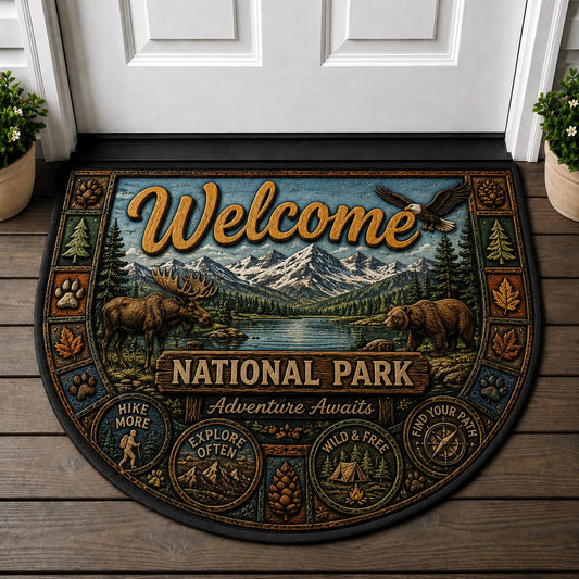 Welcome National Park Doormat - National Park Mountain Moose Bear Welcome Mat - 5to9vibe