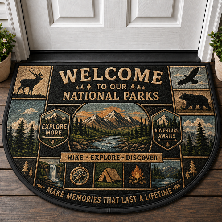 Welcome To Our National Parks Doormat - Hike Explore Discover Welcome Mat - 5to9vibe