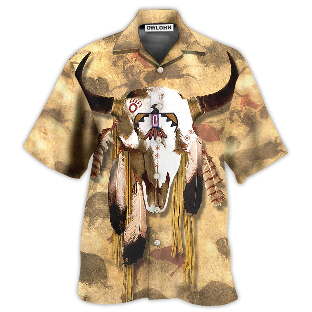 Hawaiian Shirt / Adults / S Native Skull Style Love Peace - Hawaiian Shirt 