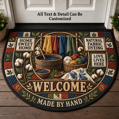 Natural Fabric Dyeing Personalized Half Round Mat | 5To9Vibe