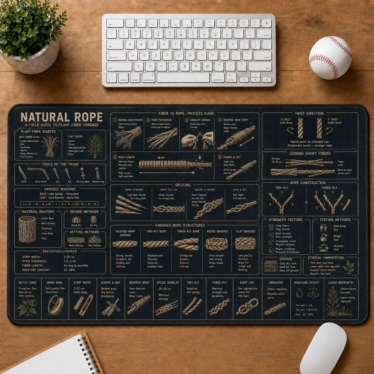 Natural Rope Outdoor Skills Field Guide Desk Mat | 5To9Vibe