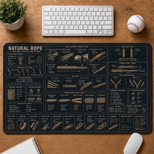 Natural Rope Outdoor Skills Field Guide Desk Mat | 5To9Vibe