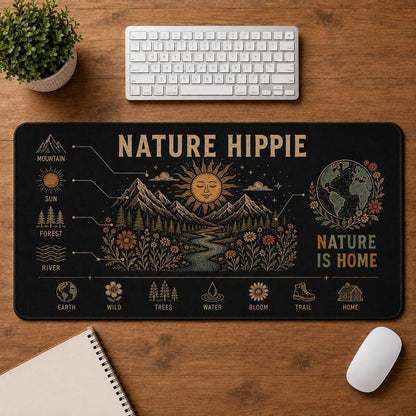 Mountain & Sun Hippie Desk Mat Mouse Pad | 5To9Vibe - Nature Hippie style