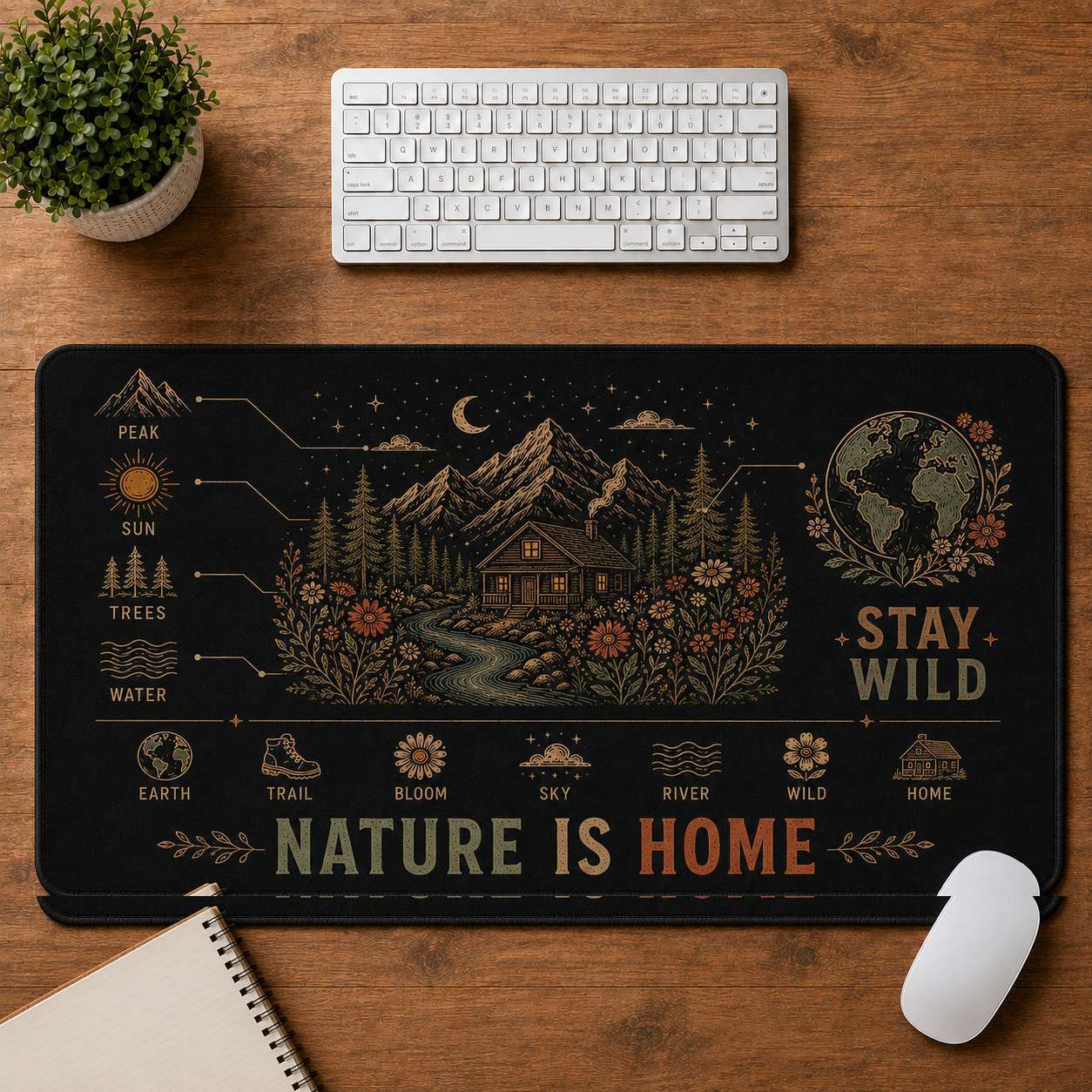 Sunrise Hippie Desk Mat Mouse Pad | 5To9Vibe - Nature Is Home style