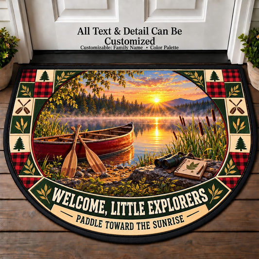 Canoe at Dawn - Nature Kids Personalized Half Round Mat | 5To9Vibe