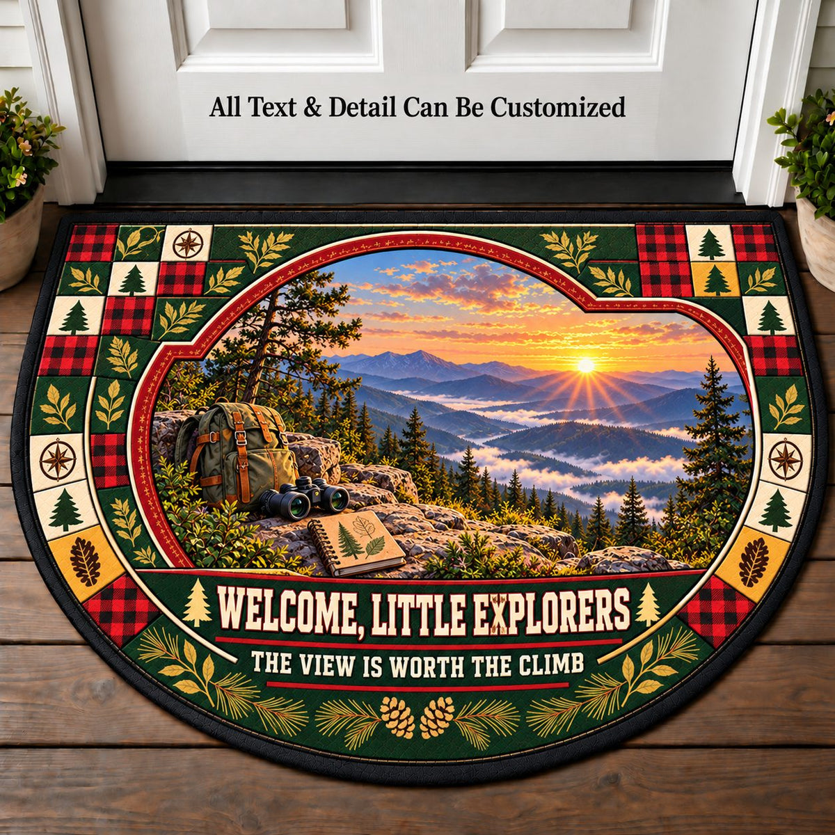 Cliffside Overlook - Nature Kids Personalized Half Round Mat | 5To9Vibe