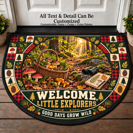 Forest Foraging Walk - Nature Kids Personalized Half Round Mat | 5To9Vibe