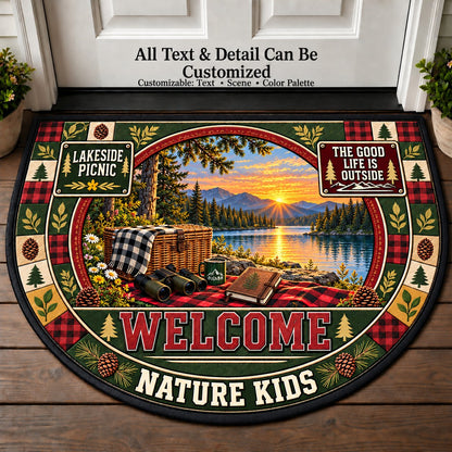 Lakeside Picnic - Nature Kids Personalized Half Round Mat | 5To9Vibe