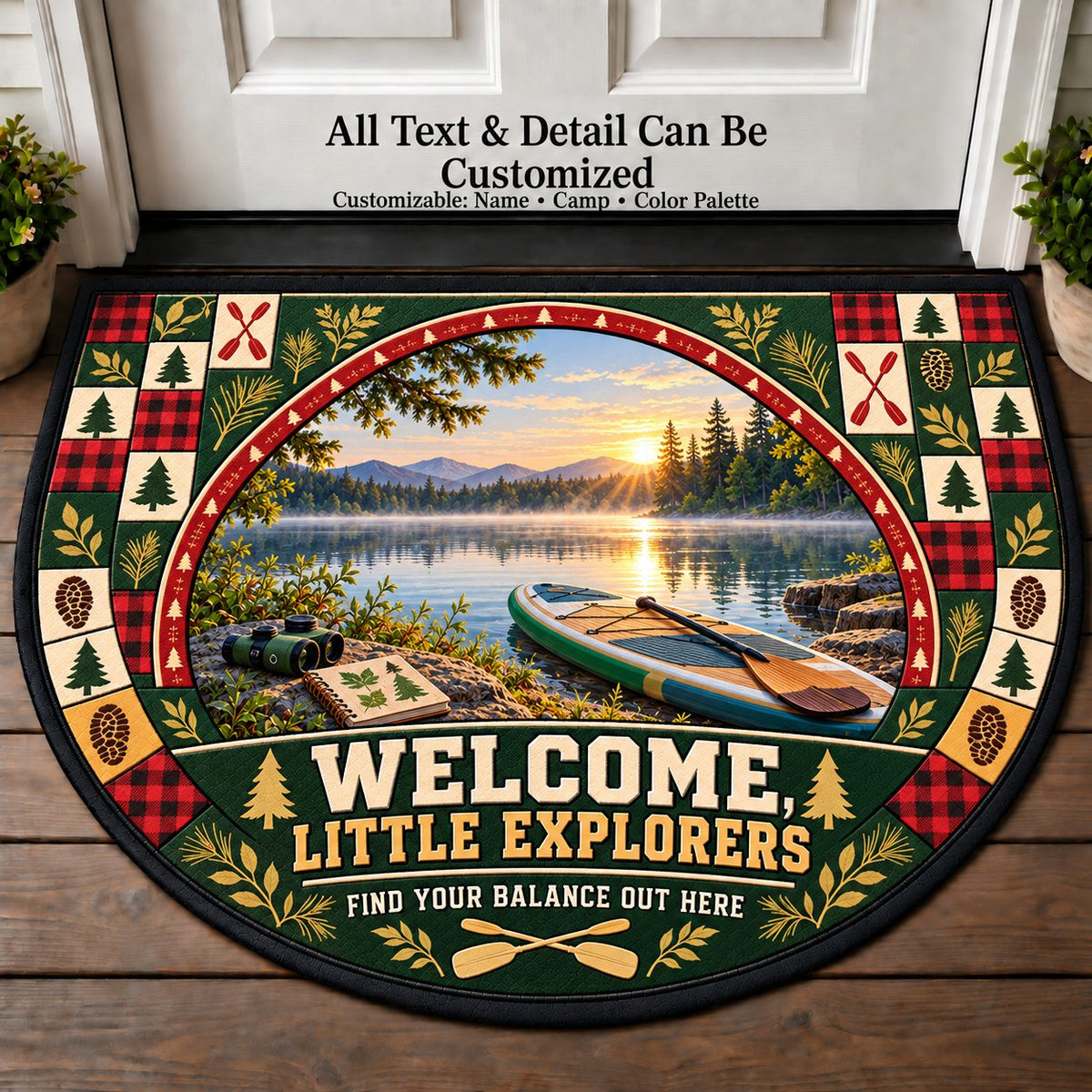 Paddleboard Morning - Nature Kids Personalized Half Round Mat | 5To9Vibe