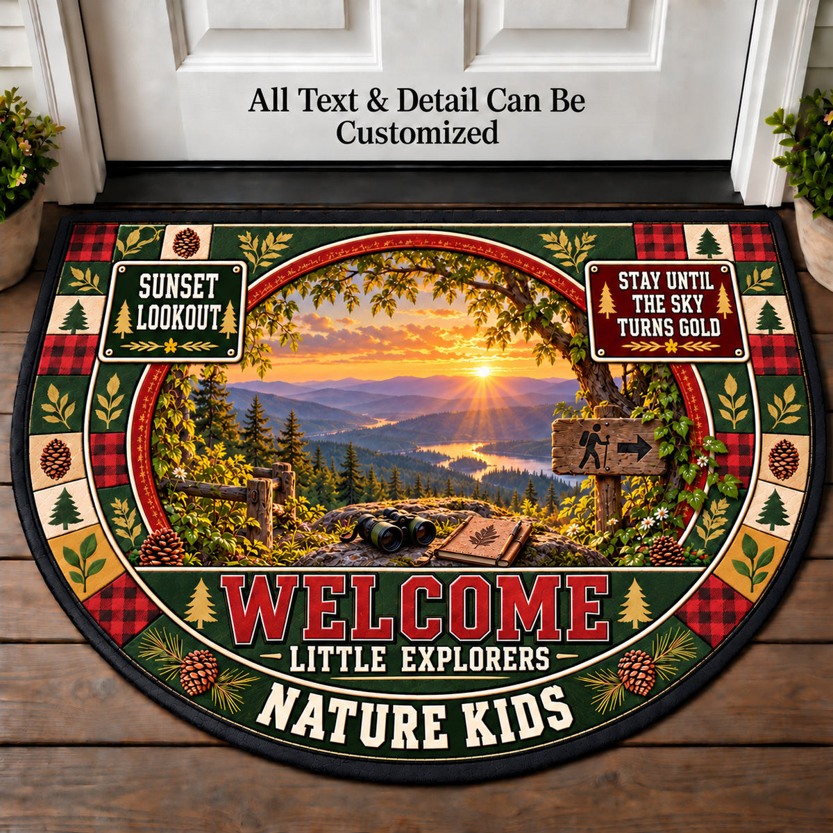 Sunset Lookout - Nature Kids Personalized Half Round Mat | 5To9Vibe