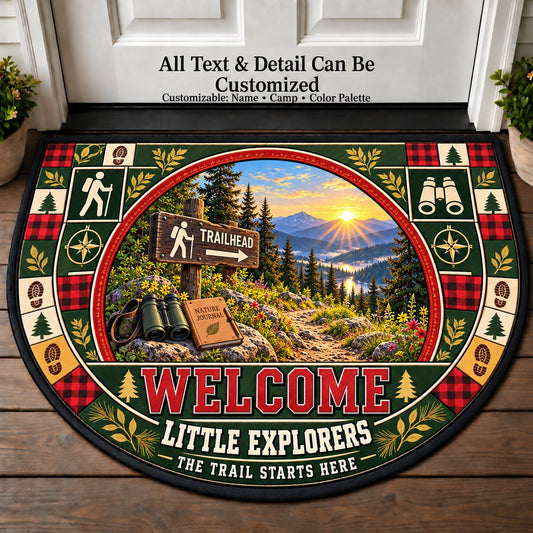 Trailhead Sunrise - Nature Kids Personalized Half Round Mat | 5To9Vibe