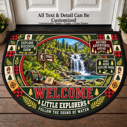 Waterfall Hike - Nature Kids Personalized Half Round Mat | 5To9Vibe