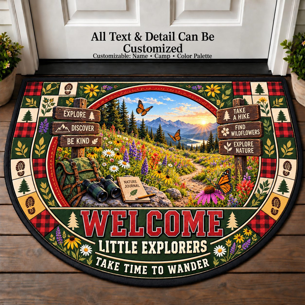 Wildflower Meadow - Nature Kids Personalized Half Round Mat | 5To9Vibe