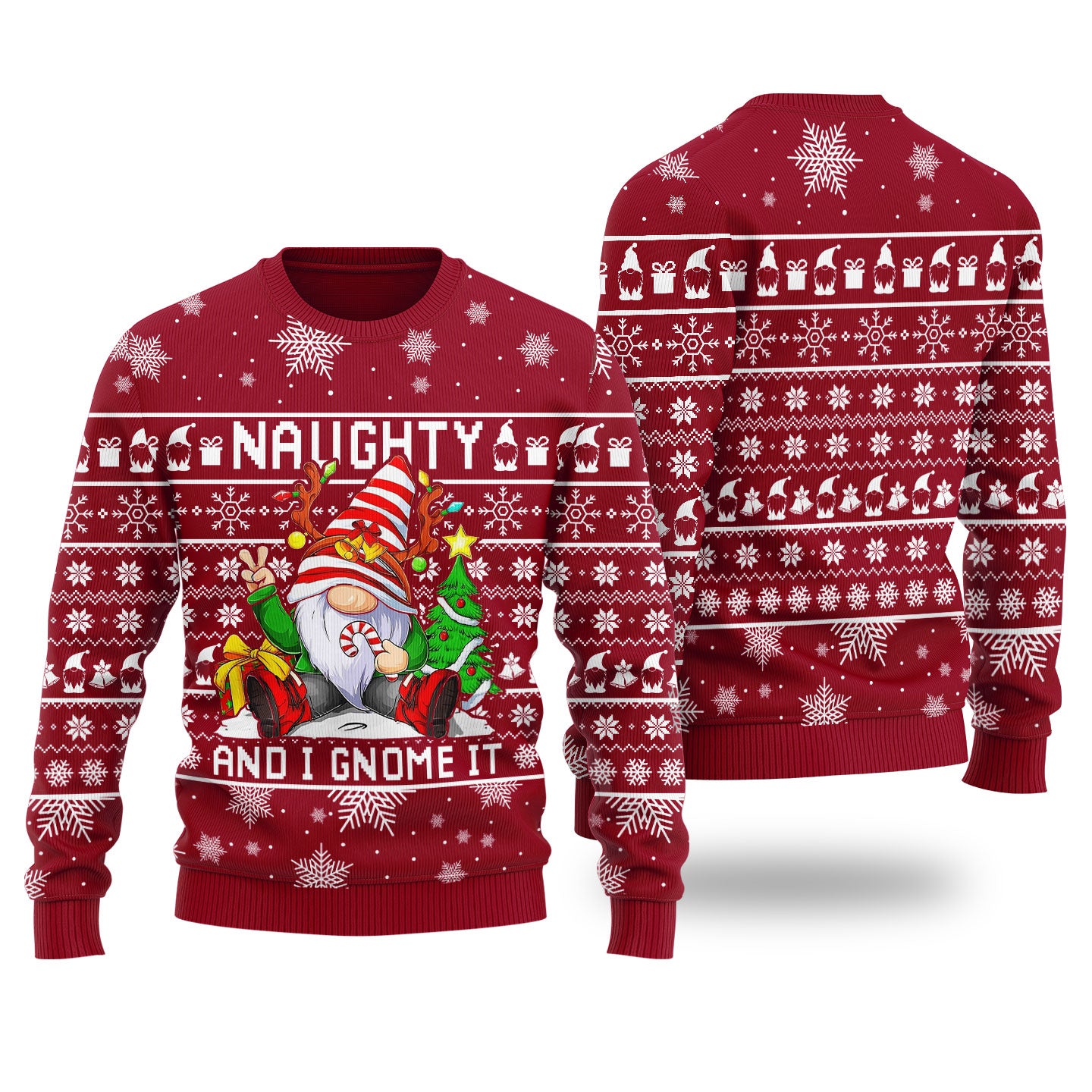 Naughty And I Gnome It Christmas Sweater Men