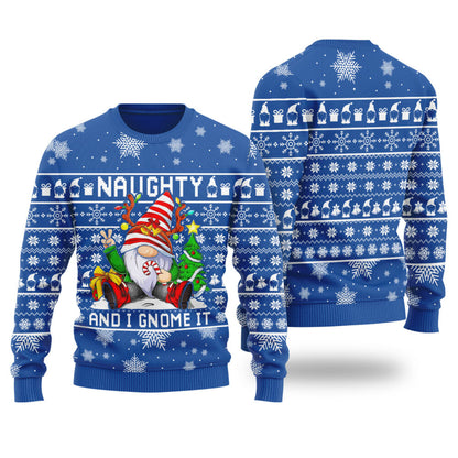 Naughty And I Gnome It Ugly Christmas Sweater For Women