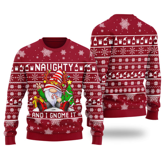 Naughty And I Gnome It Ugly Christmas Sweater For Women