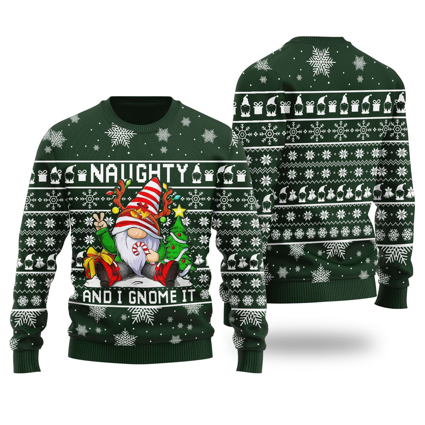 Naughty And I Gnome It Ugly Christmas Sweater For Women