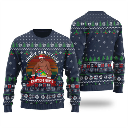 Naughty Barry Wood Personalized Name Women's Ugly Sweater