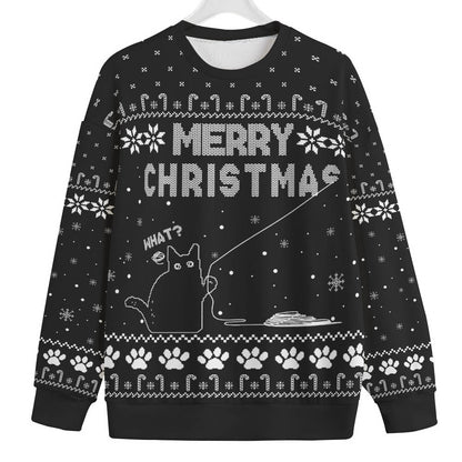 Naughty Black Cat Mens Big And Tall Christmas Sweater