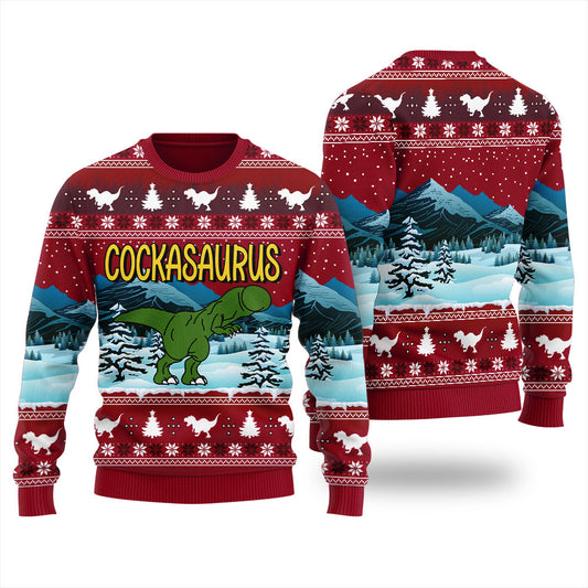 Naughty Cockasaurus Men's Ugly Christmas Sweater