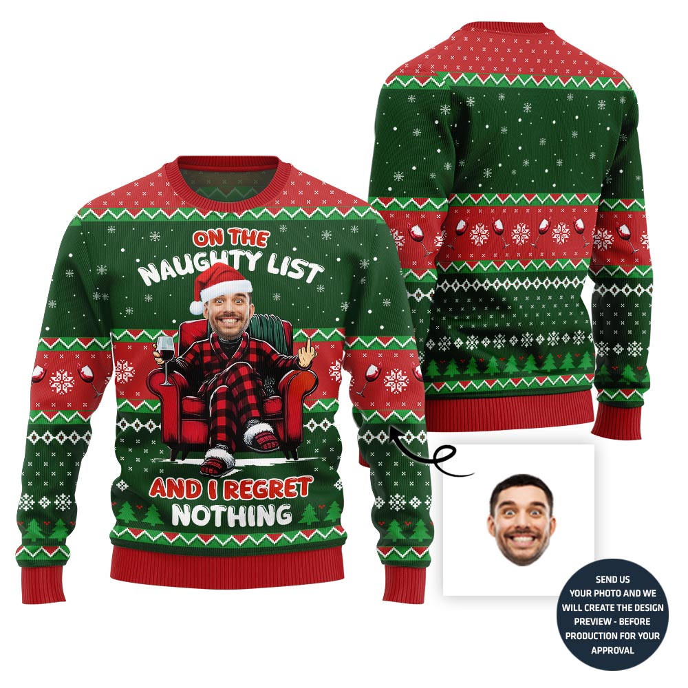 Naughty Custom Face Ugly Sweater