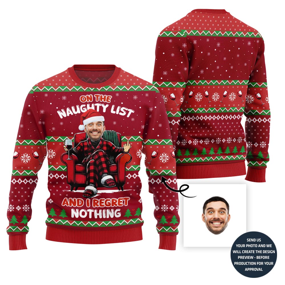 Naughty Custom Face Ugly Sweater