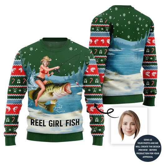 Naughty Custom Fishing Ugly Christmas Sweater For Women