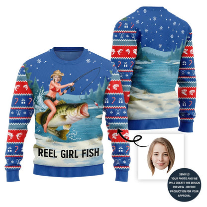 Naughty Custom Fishing Ugly Christmas Sweater For Women