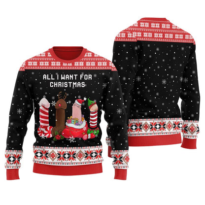 Naughty Dick Christmas All I Want For Christmas Men's Sweater