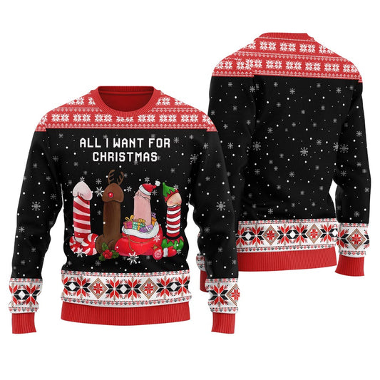 Naughty Dick Christmas All I Want For Christmas Men's Sweater