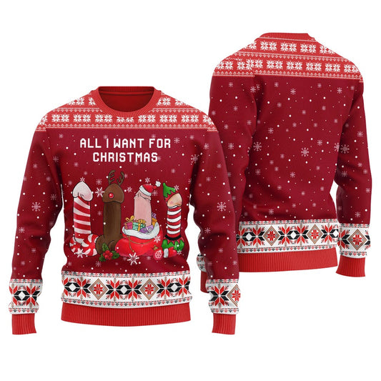 Naughty Dick Christmas All I Want For Christmas Men's Sweater