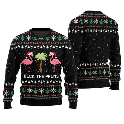 Naughty Flamingo Decking The Palms Ugly Christmas Sweater