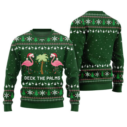 Naughty Flamingo Decking The Palms Ugly Christmas Sweater