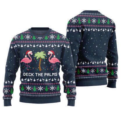 Naughty Flamingo Decking The Palms Ugly Christmas Sweater
