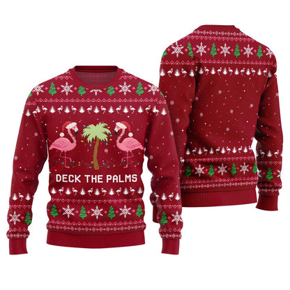 Naughty Flamingo Decking The Palms Ugly Christmas Sweater