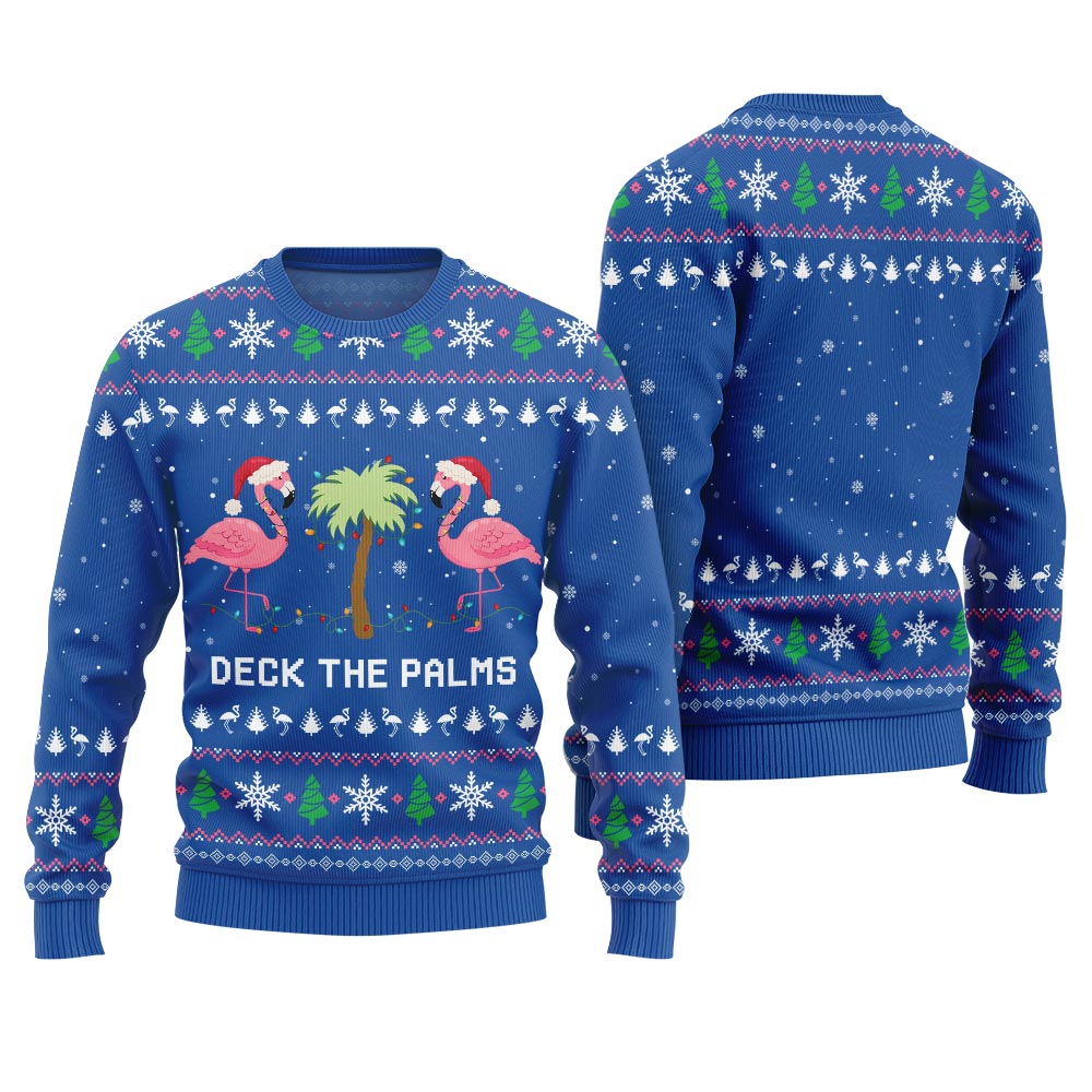 Naughty Flamingo Decking The Palms Ugly Christmas Sweater