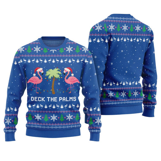 Naughty Flamingo Decking The Palms Ugly Christmas Sweater