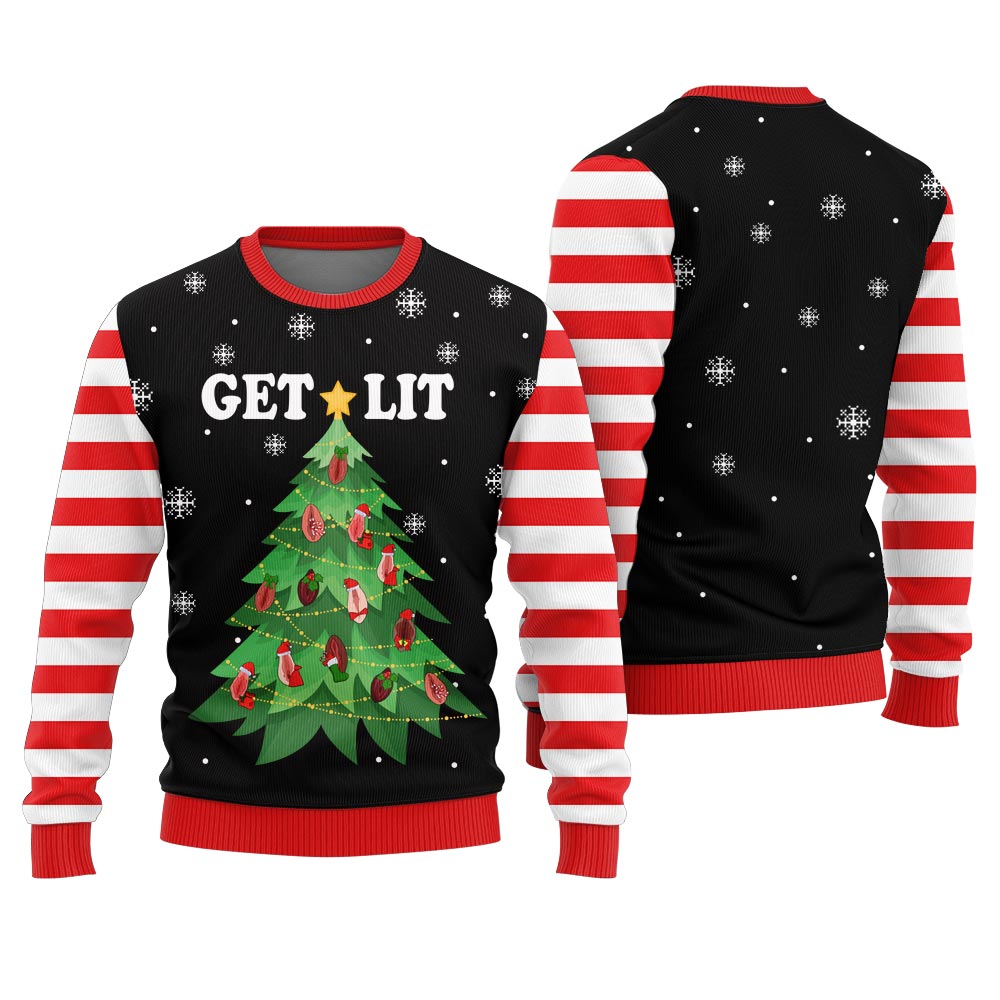 Naughty Get Lit Clitmas Ugly Christmas Sweater