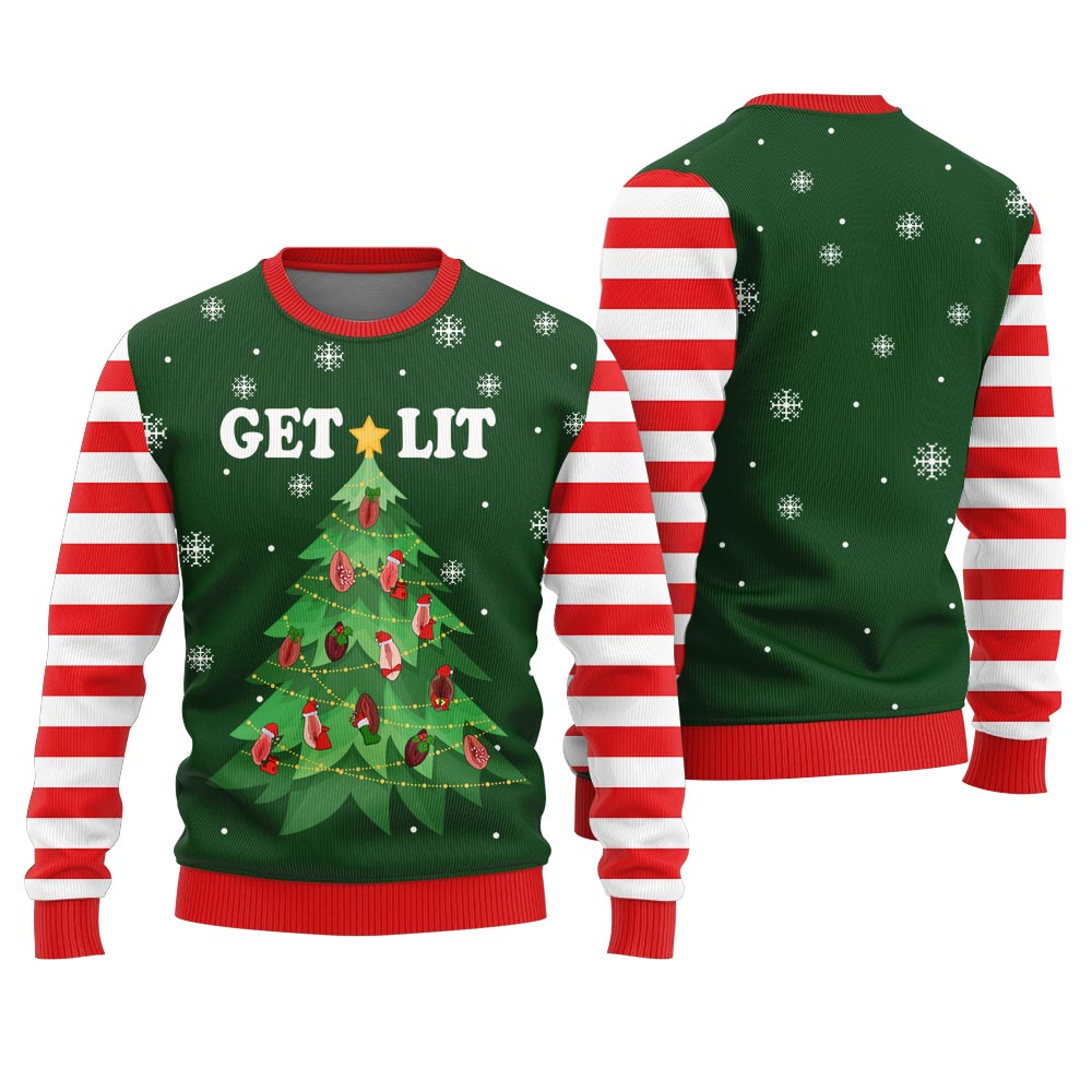 Naughty Get Lit Clitmas Ugly Christmas Sweater